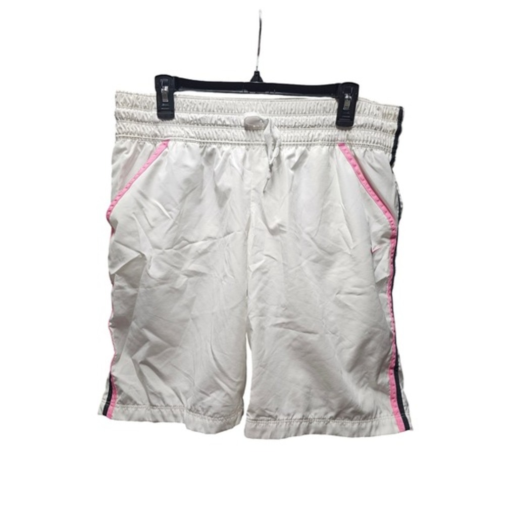Nike Shorts‎ Womens White Pink Black Athletic Running Gym Drawstring
